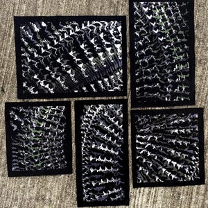 Witches Jungle Collection - Unique Green and Lilac Brush Print Patches - Handmade from Cotton Canvas and Acrylic Paint, Wearable Art