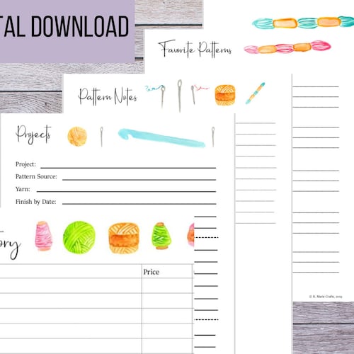 Printable Crochet Binder Set Crochet Journal Pages - Etsy
