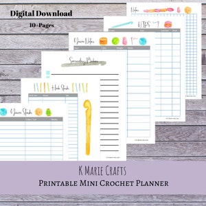 Printable Mini Crochet Planner, Crochet Binder image 1