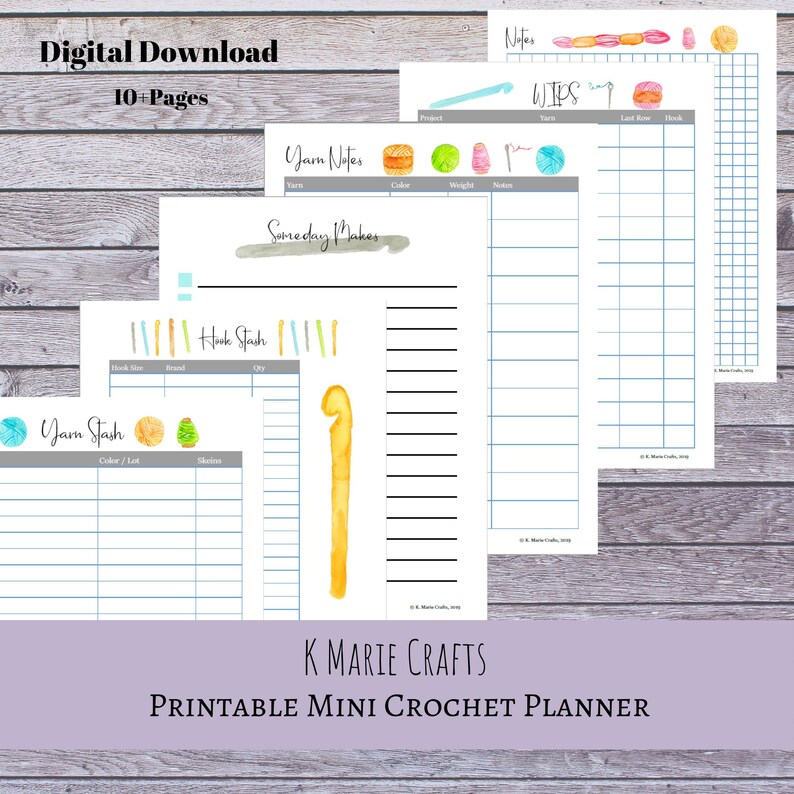 Printable Mini Crochet Planner, Crochet Binder image 1