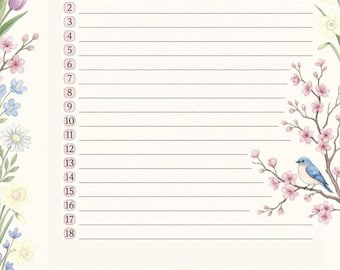 Lista de tareas primaveral con estampado floral para imprimir / Descarga digital instantánea / Tamaño A4