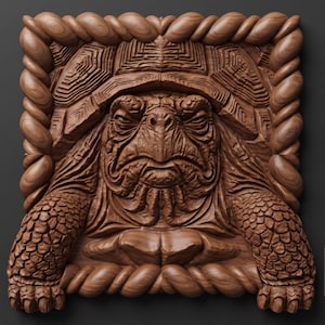 Tortoise STL File for CNC Router Wood Carving 3D Turtle Relief Model