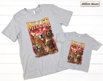 Custom Pet Shirt for Kids, Youth T-Shirt, Personalized Kids Dog Collage Shirt, Retro Bootleg Pet Shirt, Custom Name Kid Tee
