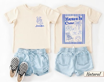 Custom Beach Crew Kids Shirt, Family Summer Vacation T-Shirt, Kids Beach Party Tee, Beach Trip Shirt, Summer Group Shirt, Vacation Tees