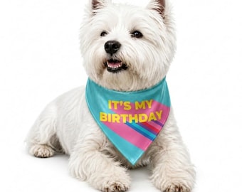 Designer Birthday Pet Bandana - Elegant Dog Apparel - Birthday Celebration Dog Scarf - Luxury Dog Mom Gift - Boutique Pet Accessories