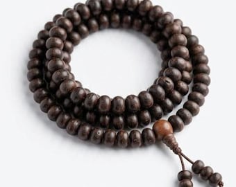 108 Semilla de Bodhi Oscura Mala – Hecho a mano en Katmandú Japa Collar / Grandes Cuentas de Bodhicitta Lisas
