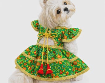 Vestido verde Maharani para perros / Atuendo indio para mascotas / Ropa festiva para perros / Accesorios y regalos para perros