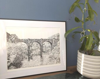 Reflets dans la rivière Nidd - Gravure sur plaque solaire