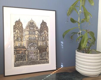 Impressions de Kirkgate Markets - Eau-forte et aquarelle sur plaque solaire