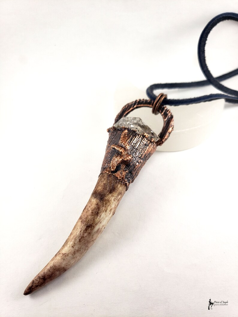Elk Horn Talisman Pendant Antler Necklace Raw Crystal and Etsy