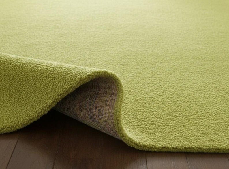 Olive Green Hand Tufted Area Rug | Solid Chartreuse Plush Rug | Living ...