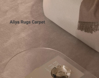 Plush Hand-Tufted Wool Rug: Modern Solid Taupe Area Rug, 100% Natural Fibers
