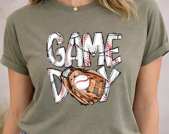 T-shirt baseball Game Day, chemise softball maman, t-shirt amateur de baseball, chemise fan de sport