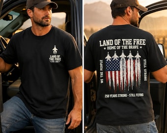 America 250 Years Comfort Color Shirt, Land Of The Free Top, 1776 2026 Patriotic Tee, Fighter Jet American Flag Top , Veteran Gift