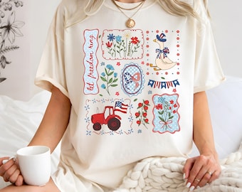 Chemise à bagues couleurs confort, liberté, t-shirt à fleurs patriotique oie, chemise oie, chemise jardinage, chemise printemps été, cadeau pour elle