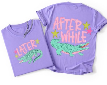 Plus tard Gator PNG Bundle, conception de chemise en crocodile After While, premier jour d'école PNG, retour à l'école PNG