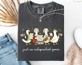 Confort couleurs juste une chemise d'oie indépendante, t-shirt drôle d'oie, chemise USA vintage 1776-2026, t-shirt tendance du 4 juillet
