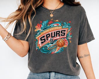 Chemise fleurie couleurs confort San Antonio Spurs, t-shirt graphique vintage Boho Spurs, sweat-shirt cadeau fan, t-shirt graphique de basket-ball