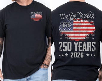 America 250-tröja, 1776 2026 USA-flagga-tröja, patriotisk dubbelsidig t-shirt, 4 juli-tröja, 250-årsjubileums-tröja från USA