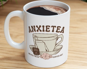 Lustige Angst Geschenk Tasse | Psychische Gesundheit Geschenk, lustige Becher, Geschenk für Therapeuten, hochsensible Person, ängstlicher Humor, anxietea Becher