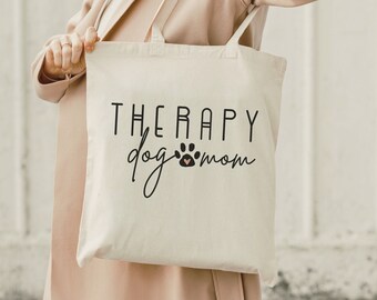 Therapy Dog Mom tote bag | therapy dog mama cute gift, pet therapy team, working dog gear, shoulder bag for animal therapy dog handler gift