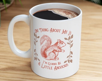 Lustige Eichhörnchen-Tasse, Retro Cottagecore Angstbecher, Eichhörnchen Geschenke, hochsensible Person, Forestcore Becher