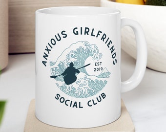 Ängstliche Freundinnen Social Club Kayak Tasse | Angst Becher, individuelle Tasse für Wildwasser-Kajak-Liebhaber, Kayaker Freundin lustiges Geschenk für Worrier