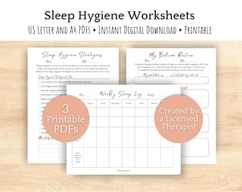 Sleep Diary Therapy Worksheets | Sleep hygiene therapist worksheet, printable sleep tracker, sleep log insomnia resource, bedtime checklist