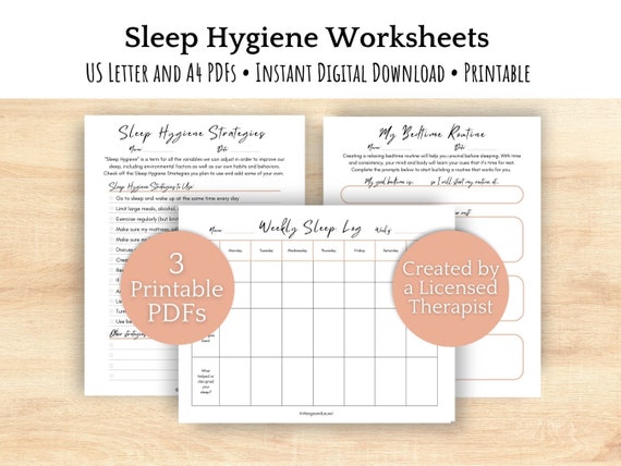 Sleep Diary Therapy Worksheets | Sleep hygiene therapist worksheet, printable sleep tracker, sleep log insomnia resource, bedtime checklist