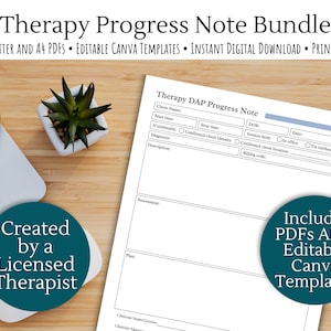 Modèles de notes de thérapie | Modèles de notes de progression, notes pour thérapeute en pratique privée, note sur la séance de thérapie, gestion de cas, formulaires pour thérapeute