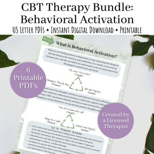 CBT Worksheets Behavioral Activation Therapist Worksheets | CBT journal, anxiety worksheets, depression tracker, school counselor tool