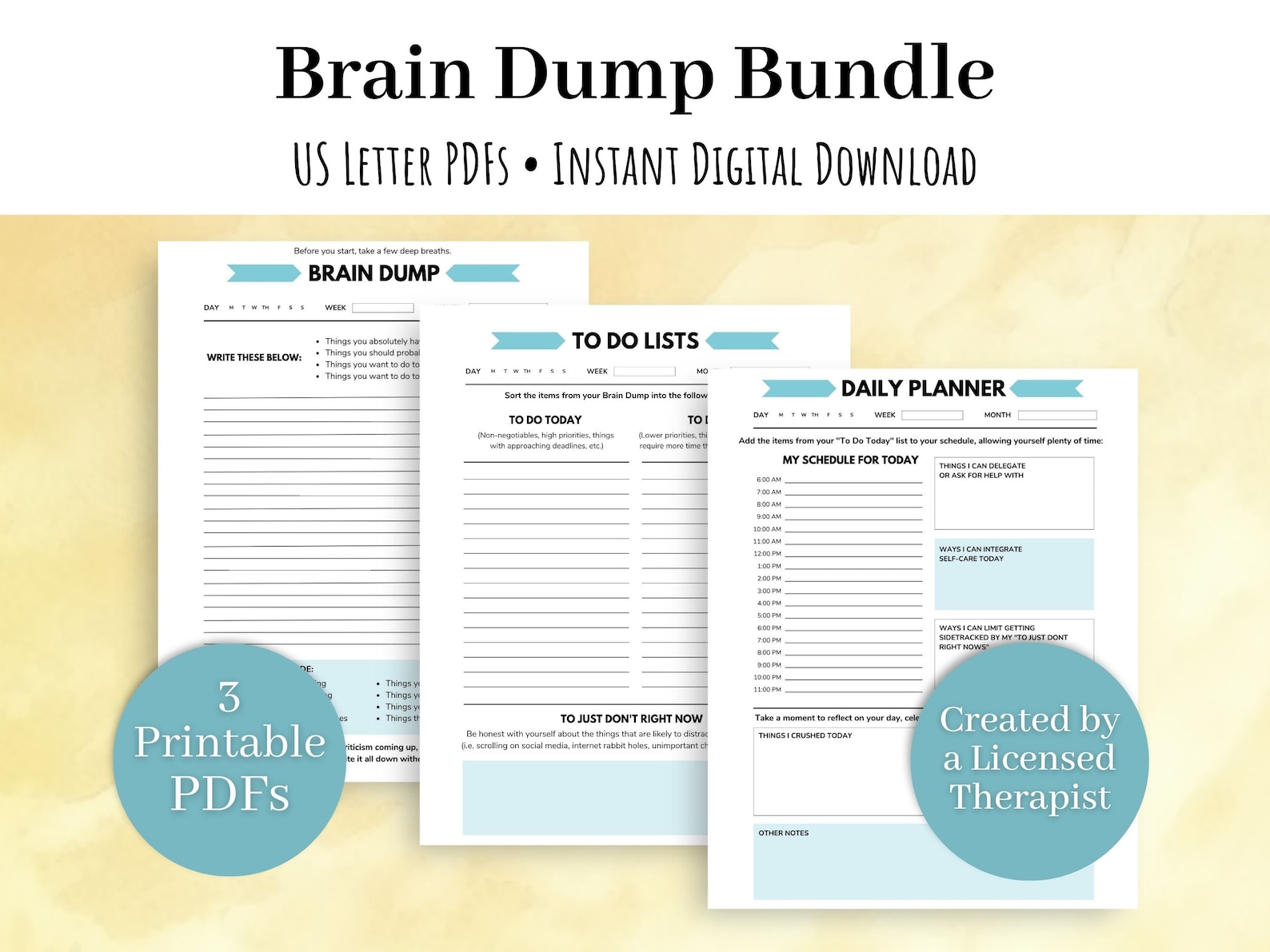 Brain Dump Printable ADHD Planner Adult | Anxiety Worksheets, ADHD to ...