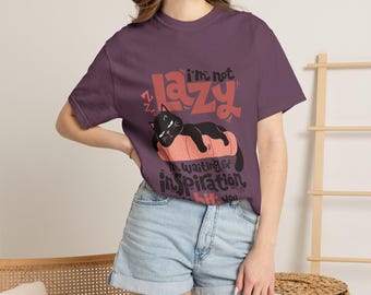 Funny Cat Nap T-Shirt | Waiting For Inspiration Graphic Tee, Unisex Cotton Humor Shirt