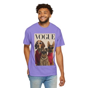 Vogue Dogs Magazine Cover T-Shirt, Fashionable Pups Portrait Tee, Streetwear Unisex Shirt image 10