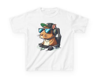 Gamer Guinea Pig T-Shirt | DJ Rodent, Sunglasses, Headphones, Controller Graphic Tee
