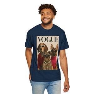 Vogue Dogs Magazine Cover T-Shirt, Fashionable Pups Portrait Tee, Streetwear Unisex Shirt image 14
