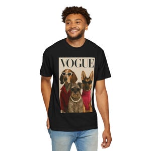 Vogue Dogs Magazine Cover T-Shirt, Fashionable Pups Portrait Tee, Streetwear Unisex Shirt image 9