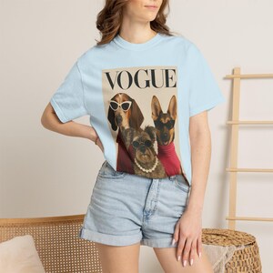 Vogue Dogs Magazine Cover T-Shirt, Fashionable Pups Portrait Tee, Streetwear Unisex Shirt image 8