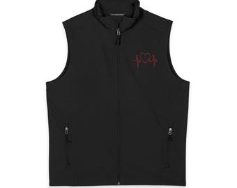 Röd blommig hjärtväst | Softshellväst