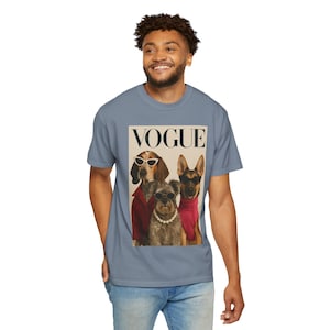Vogue Dogs Magazine Cover T-Shirt, Fashionable Pups Portrait Tee, Streetwear Unisex Shirt image 15