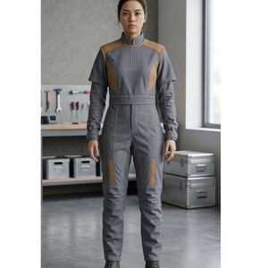 Bo Katan Cosplay Flygdräkt, Mandalorian Under Armor Jumpsuit, Anpassad Halloweenkostym, Outfit Grå Beskar-dräkt bild 5