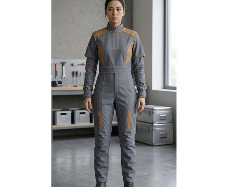 Bo Katan Cosplay Flygdräkt, Mandalorian Under Armor Jumpsuit, Anpassad Halloweenkostym, Outfit Grå Beskar-dräkt bild 5