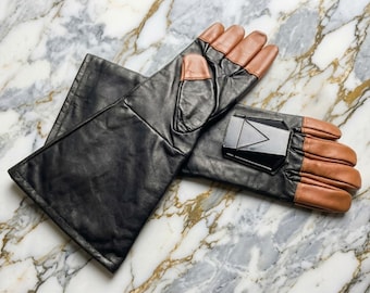 Guantes de cosplay de Boba Fett hechos a mano, guantes de cuero tipo guantelete de cazarrecompensas mandaloriano, accesorio de disfraz, equipo realista de guerrero galáctico.