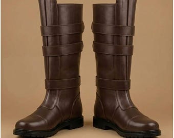 Botas Jedi de cuero marrón de Anakin Skywalker, calzado para disfraces de cosplay.