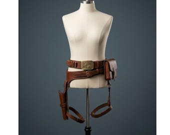 Cinturón de cuero mandaloriano Boba Fett, cosplay de cazarrecompensas, accesorios de armadura, disfraz personalizado de mercenario de ciencia ficción, funda de pierna, cartucheras