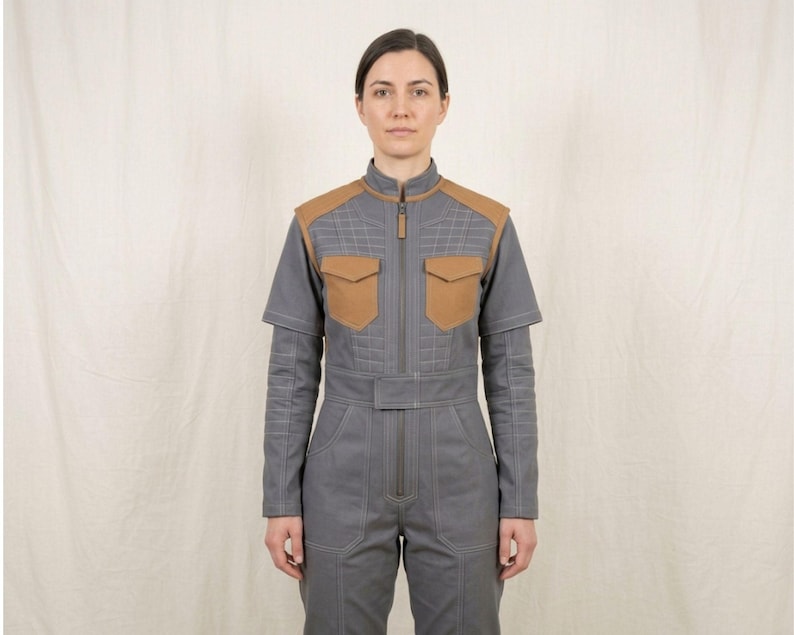 Bo Katan Cosplay Flygdräkt, Mandalorian Under Armor Jumpsuit, Anpassad Halloweenkostym, Outfit Grå Beskar-dräkt bild 1