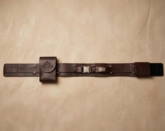 Cinturón utilitario de cuero de grano completo con bolsillo desmontable, Rugged Artisan Gear