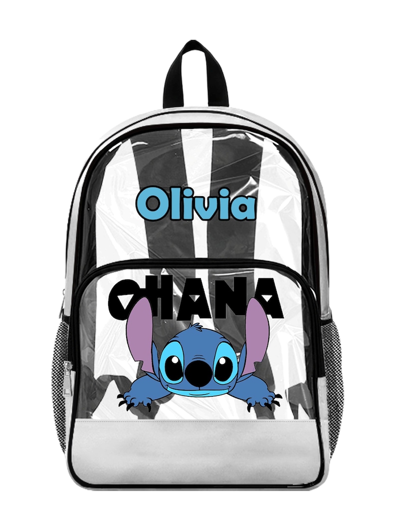 Stitch Ohana genomskinlig väska, specialdesignad genomskinlig ryggsäck bild 1