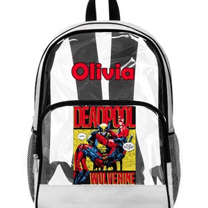 Deadpool vs Wolverine clear bag, custom transparent backpack