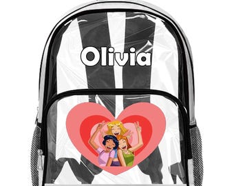 Totally Spies clear bag, custom transparent backpack